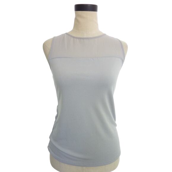 Banana Republic Pale Gray Blouse Chiffon Sheer XS Sheer Yoke Top Sleeveless Tank - Picture 1 of 5